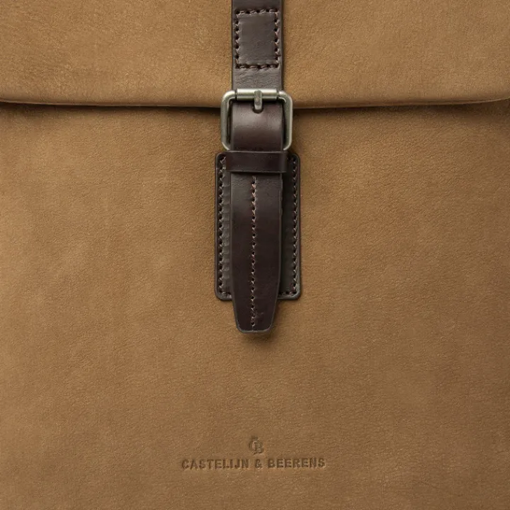 Herentassen|15.6 Inch Laptoptassen>Castelijn & Beerens Veneto Nubuck Laptopbag 15.6" taupe