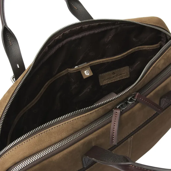 Herentassen|15.6 Inch Laptoptassen>Castelijn & Beerens Veneto Nubuck Laptopbag 15.6" taupe