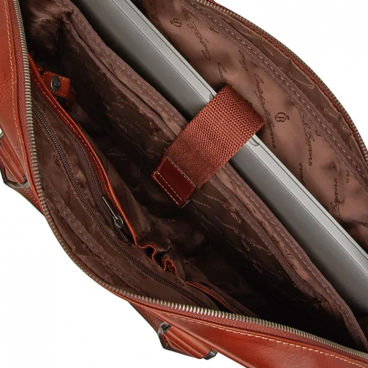 Aktetassen|Herentassen>Castelijn & Beerens Verona Business Laptoptas 15.6" licht bruin