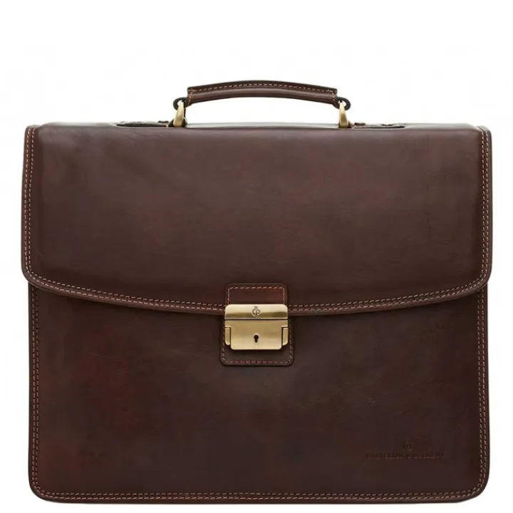 Herentassen|15.6 Inch Laptoptassen>Castelijn & Beerens Verona Laptoptas 15.6'' 3-vaks mocca