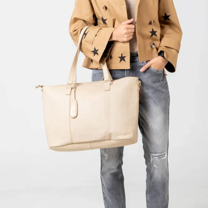 Dames Schooltassen|Schooltas Shoppers>Chabo Business Bag 15.6" creme