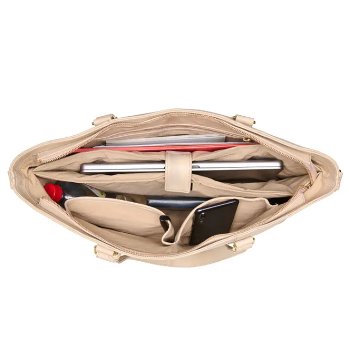Dames Schooltassen|Schooltas Shoppers>Chabo Business Bag 15.6" creme