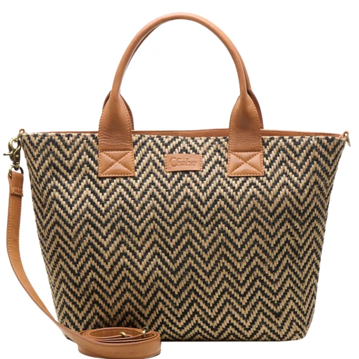 Shoppers|Schoudertassen>Chabo Romio Jaquard Shopper 14" cognac