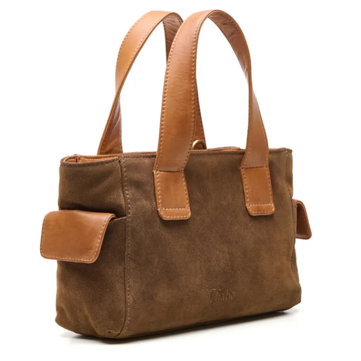 Schoudertassen|Handtassen>Chabo Suede Sophie cognac