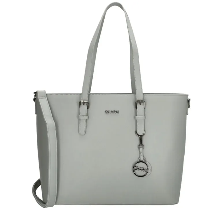Dames Schooltassen|Schooltas Shoppers>Charm London Birmingham Shopper 15.6" grijs