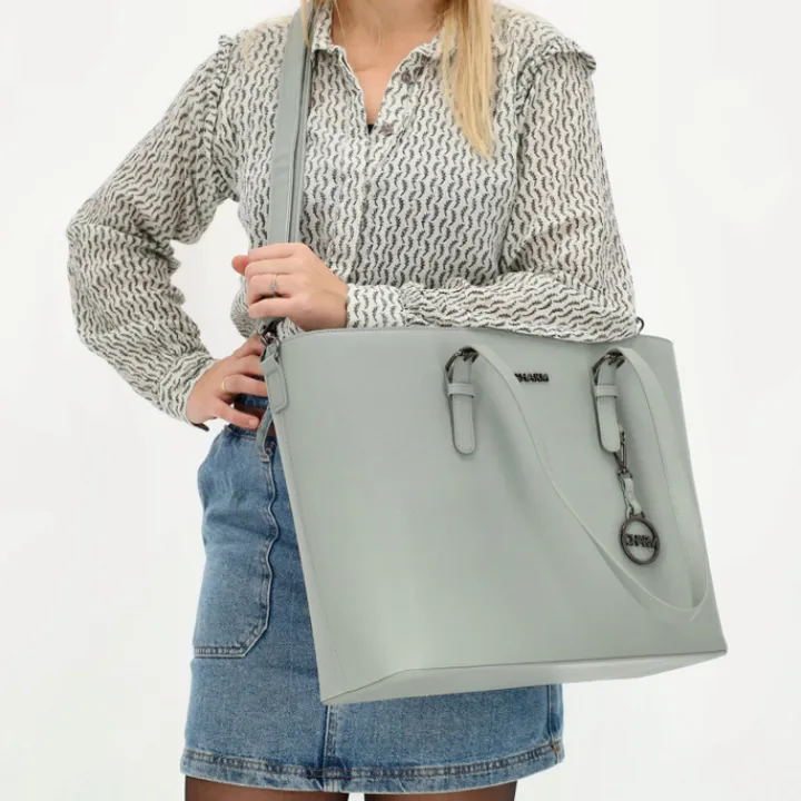 Dames Schooltassen|Schooltas Shoppers>Charm London Birmingham Shopper 15.6" grijs