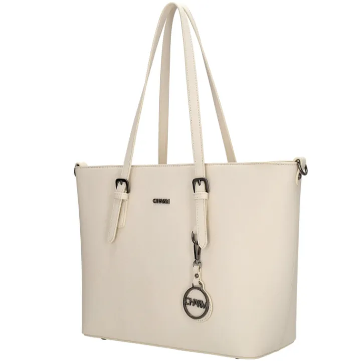 Shoppers|Schoudertassen>Charm London Birmingham Shopper creme