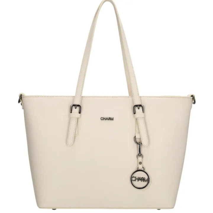 Shoppers|Schoudertassen>Charm London Birmingham Shopper creme