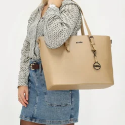 Dames Schooltassen|Schooltas Shoppers>Charm London Birmingham Shopper 15.6" goud