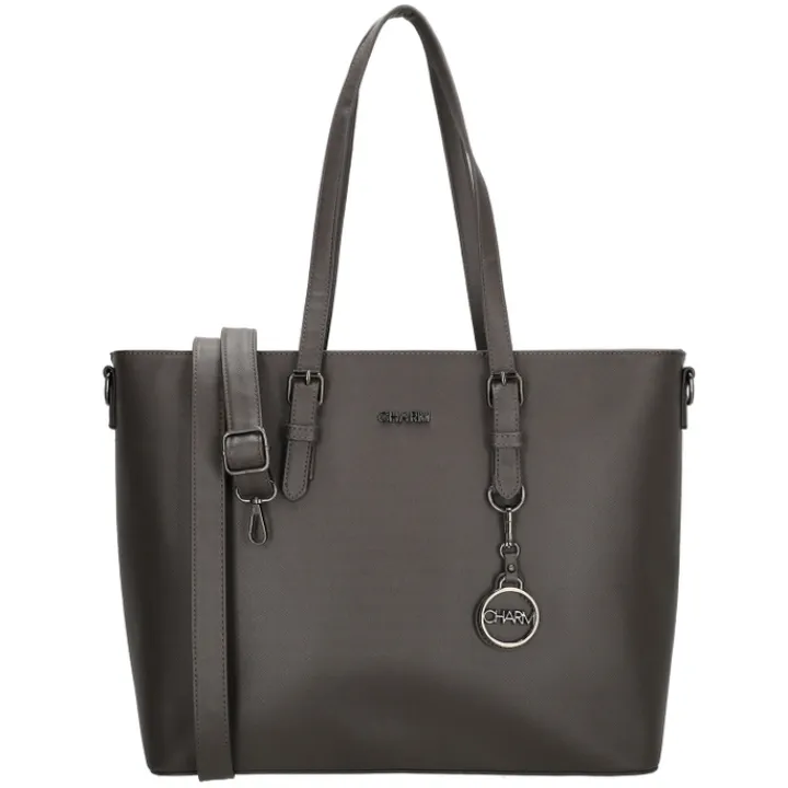 Dames Schooltassen|Schooltas Shoppers>Charm London Birmingham Shopper grey
