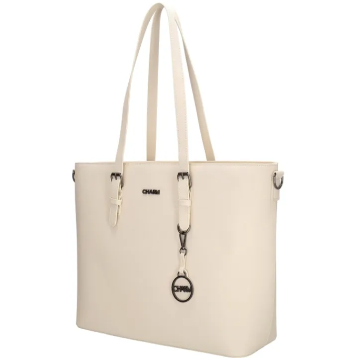 Dames Schooltassen|Schooltas Shoppers>Charm London Birmingham Shopper 15.6" beige