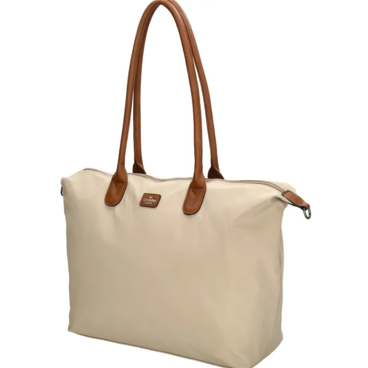 Dames Schooltassen|Schooltas Shoppers>Charm London Buckingham Laptopbag sand