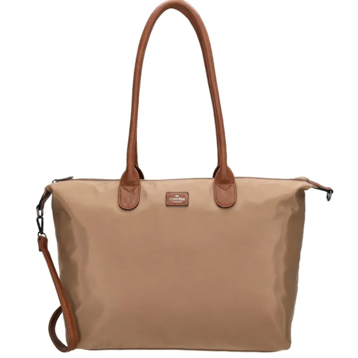 Dames Schooltassen|Schooltas Shoppers>Charm London Buckingham Laptopbag taupe