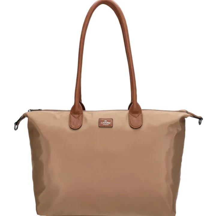 Dames Schooltassen|Schooltas Shoppers>Charm London Buckingham Laptopbag taupe