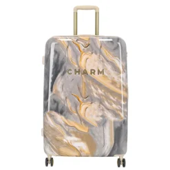 Koffersets|Reiskoffers>Charm London Marble Trolley Set light grey