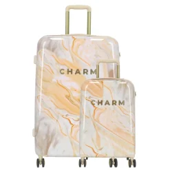 Koffersets|Reiskoffers>Charm London Marble Trolley Set creme