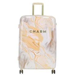 Koffersets|Reiskoffers>Charm London Marble Trolley Set creme