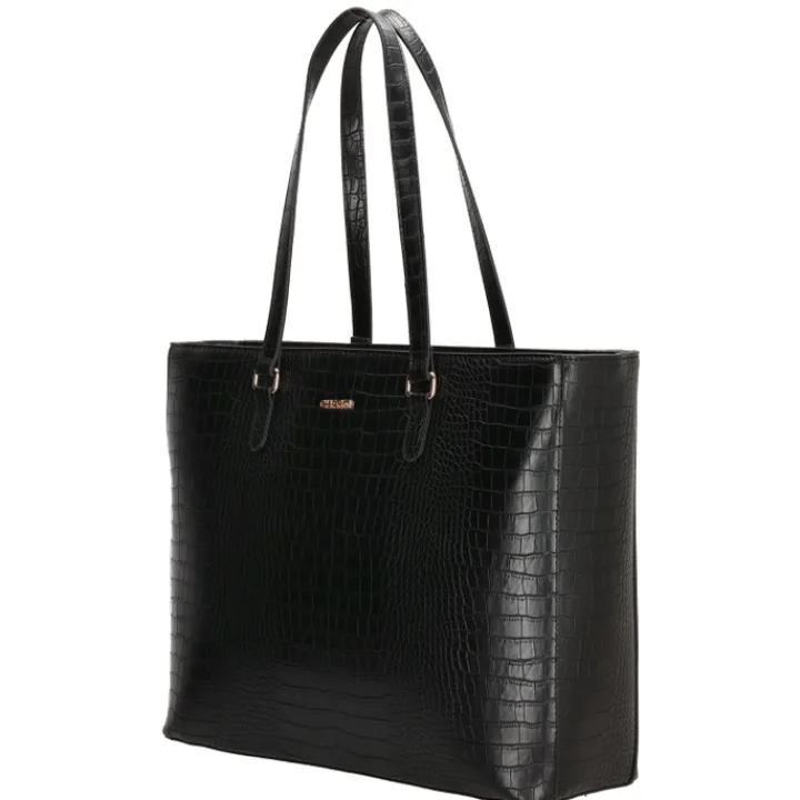 15.6 Inch Laptoptassen|Laptop Schoudertassen>Charm London Midwood Shopper 15.6 inch laptopvak black croco