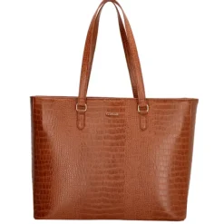 15.6 Inch Laptoptassen|Laptop Schoudertassen>Charm London Midwood Shopper 15.6 inch laptopvak cognac croco