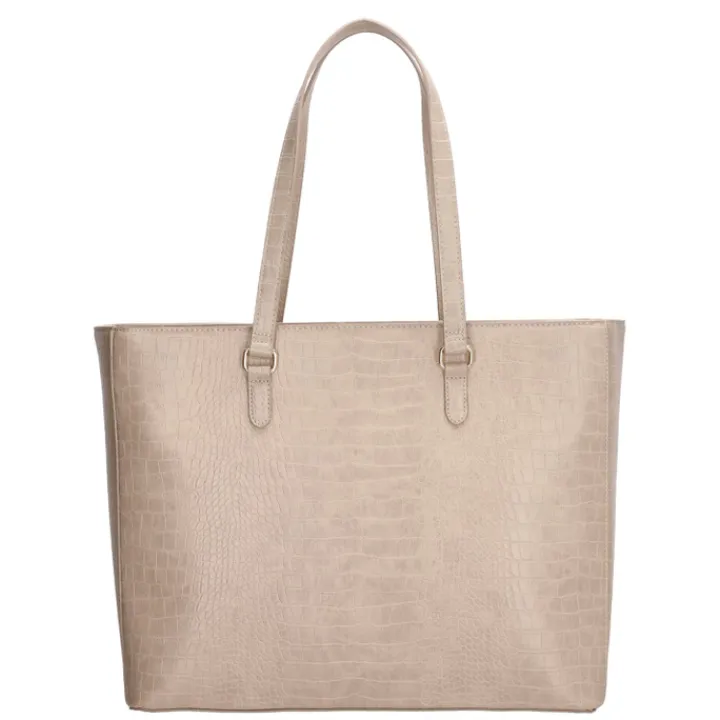 15.6 Inch Laptoptassen|Laptop Schoudertassen>Charm London Midwood Shopper 15.6 inch laptopvak light taupe