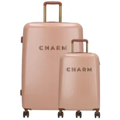 Koffersets|Reiskoffers>Charm London Travel Trolley Set roze