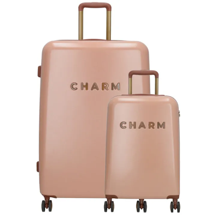 Koffersets|Reiskoffers>Charm London Travel Trolley Set roze