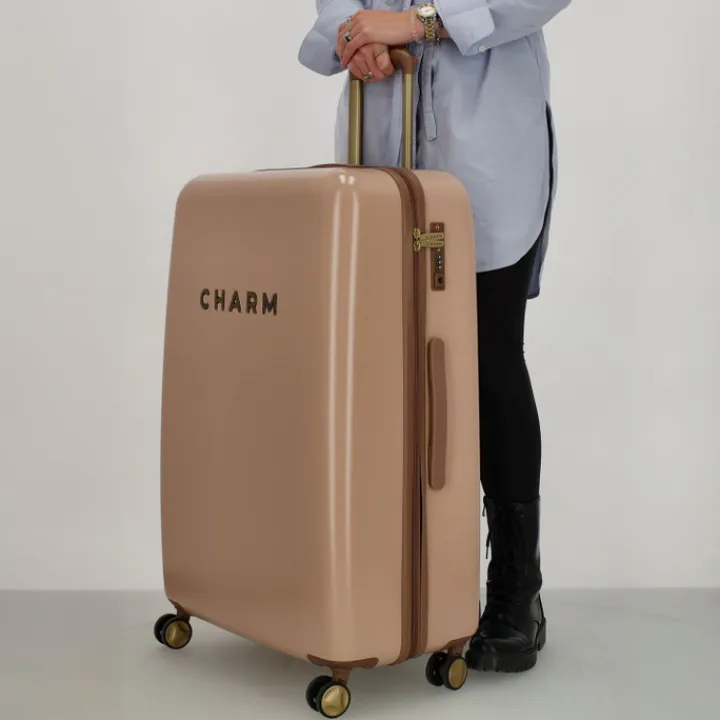 Koffersets|Reiskoffers>Charm London Travel Trolley Set roze