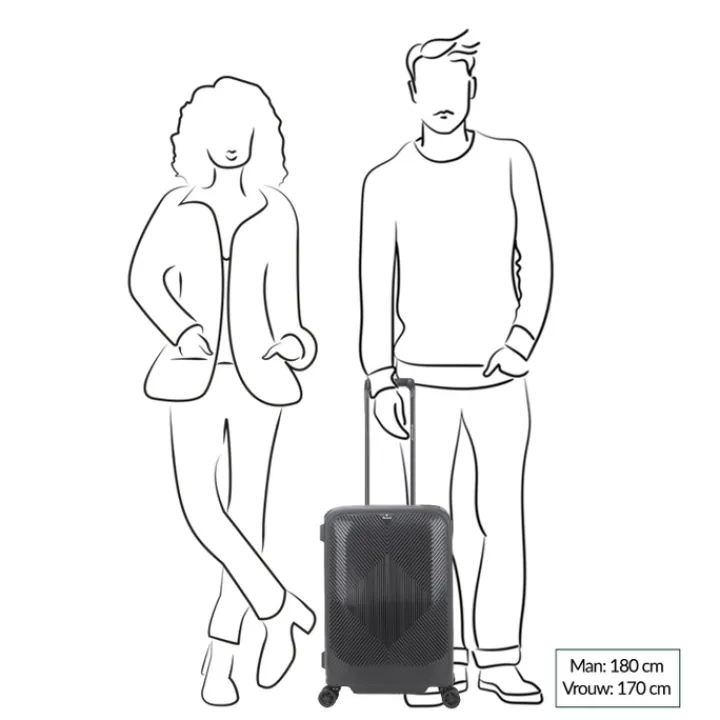Transavia Trolleys|Handbagage Trolleys>Decent Axiss-Fix 4 Wiel Cabin Trolley 55 zwart