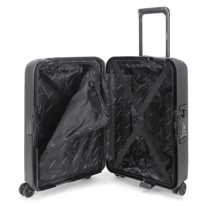 Transavia Trolleys|Handbagage Trolleys>Decent Axiss-Fix 4 Wiel Cabin Trolley 55 zwart