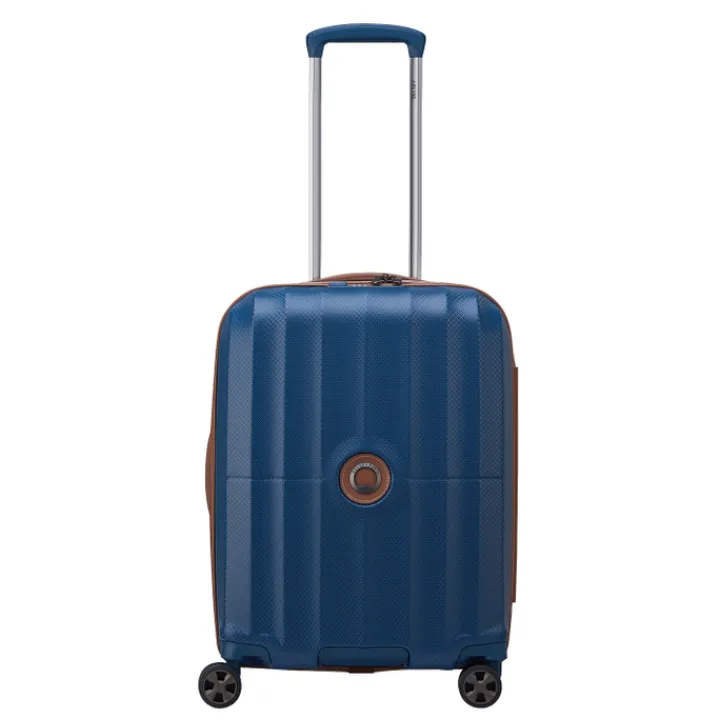Transavia Trolleys|Ryanair Trolleys>Delsey St Tropez 4 Double Wheels Slim Cabin Trolley 55 navy