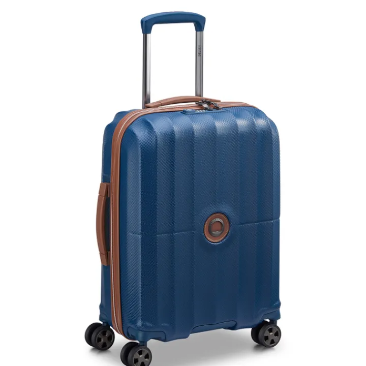 Transavia Trolleys|Ryanair Trolleys>Delsey St Tropez 4 Double Wheels Slim Cabin Trolley 55 navy