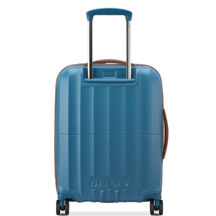 Transavia Trolleys|Ryanair Trolleys>Delsey St Tropez 4 Double Wheels Slim Cabin Trolley 55 blue