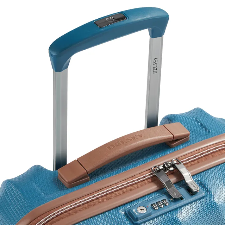 Transavia Trolleys|Ryanair Trolleys>Delsey St Tropez 4 Double Wheels Slim Cabin Trolley 55 blue