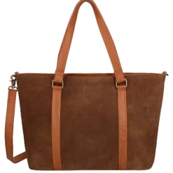15.6 Inch Laptoptassen|Laptop Schoudertassen>DIMAGINI Nala Suede Workbag 15.6" cognac