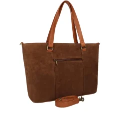 15.6 Inch Laptoptassen|Laptop Schoudertassen>DIMAGINI Nala Suede Workbag 15.6" cognac