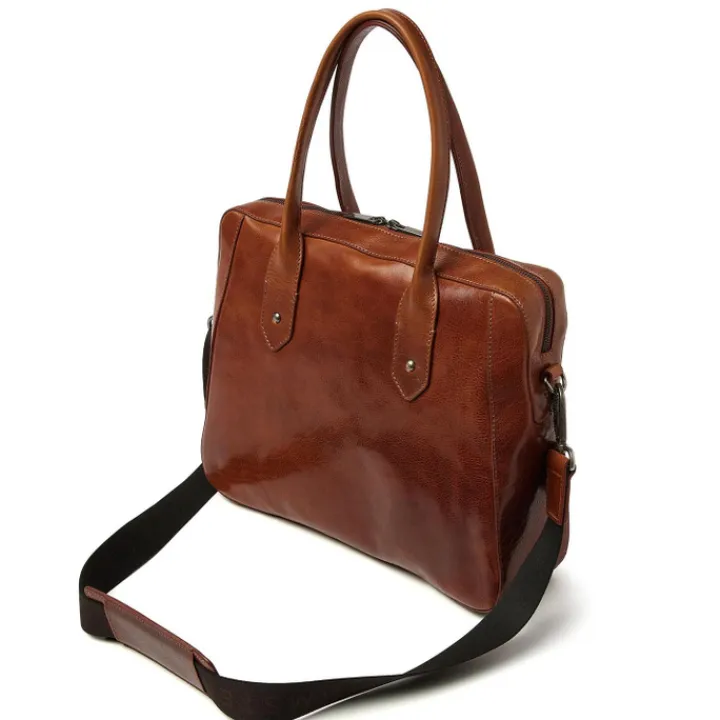 15.6 Inch Laptoptassen|Laptop Schoudertassen>dR Amsterdam Apex Werktas cognac