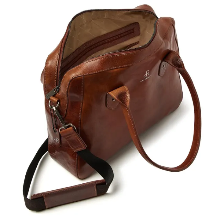 15.6 Inch Laptoptassen|Laptop Schoudertassen>dR Amsterdam Apex Werktas cognac