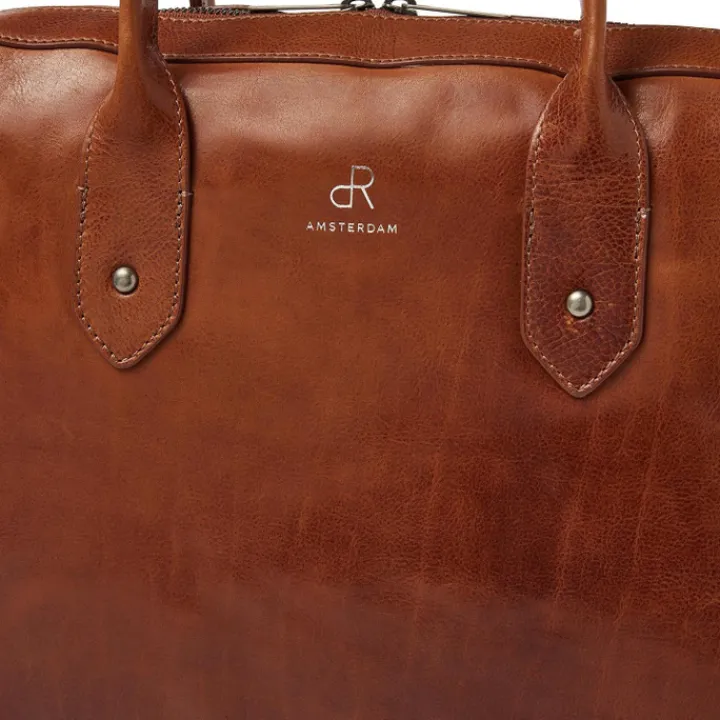 15.6 Inch Laptoptassen|Laptop Schoudertassen>dR Amsterdam Apex Werktas cognac