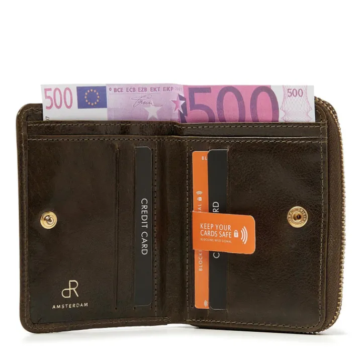 Rfid Portemonnees|Leren Portemonnees>dR Amsterdam Milan Ladies Wallet 28184 green