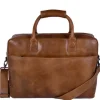 Herentassen|17 Inch Laptoptassen>DSTRCT Fletcher Street Business Laptoptas 17.3 inch + Sleutelhanger cognac