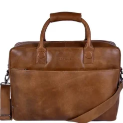 Herentassen|17 Inch Laptoptassen>DSTRCT Fletcher Street Business Laptoptas 17.3 inch + Sleutelhanger cognac