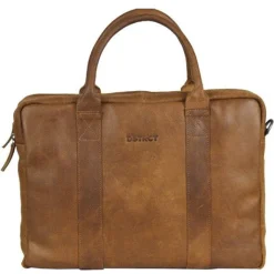 Herentassen|15 Inch Laptoptassen>DSTRCT Limited Double Zip 15'' Laptoptas cognac