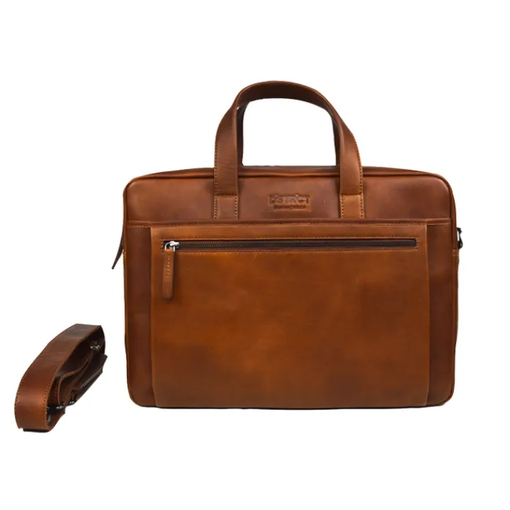 Shoppers|Schoudertassen>DSTRCT Premium Collection Laptopbag 17" cognac