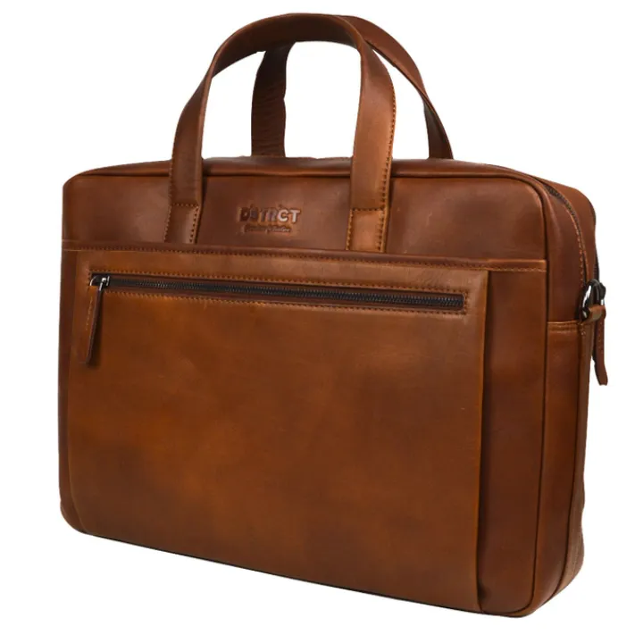 Shoppers|Schoudertassen>DSTRCT Premium Collection Laptopbag 17" cognac