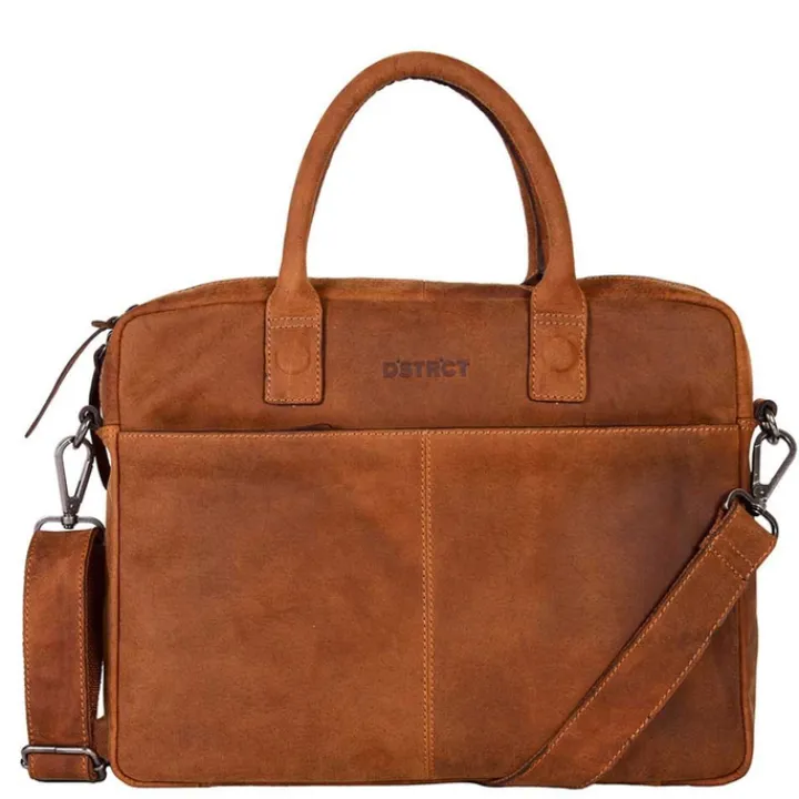 Herentassen|Laptop Schoudertassen>DSTRCT Wall Street Laptopbag 14" cognac