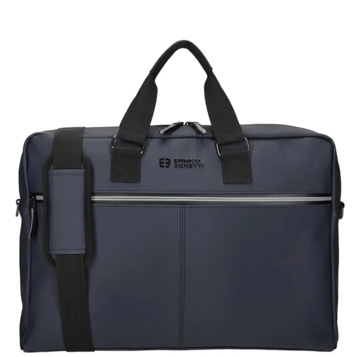 Herentassen|17 Inch Laptoptassen>Enrico Benetti Bergen PU Laptop Shoulderbag 17" navy