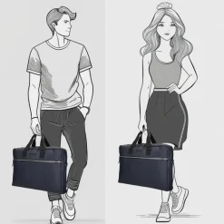 Herentassen|17 Inch Laptoptassen>Enrico Benetti Bergen PU Laptop Shoulderbag 17" navy