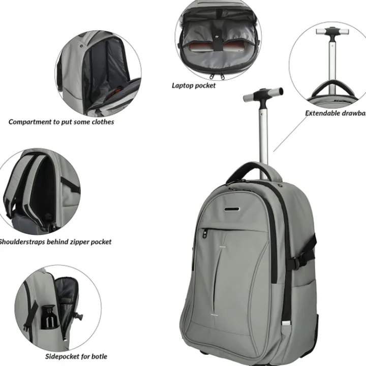 17 Inch Laptoptassen|Laptop Rugzakken>Enrico Benetti Northern Backpack Trolley 17" grey