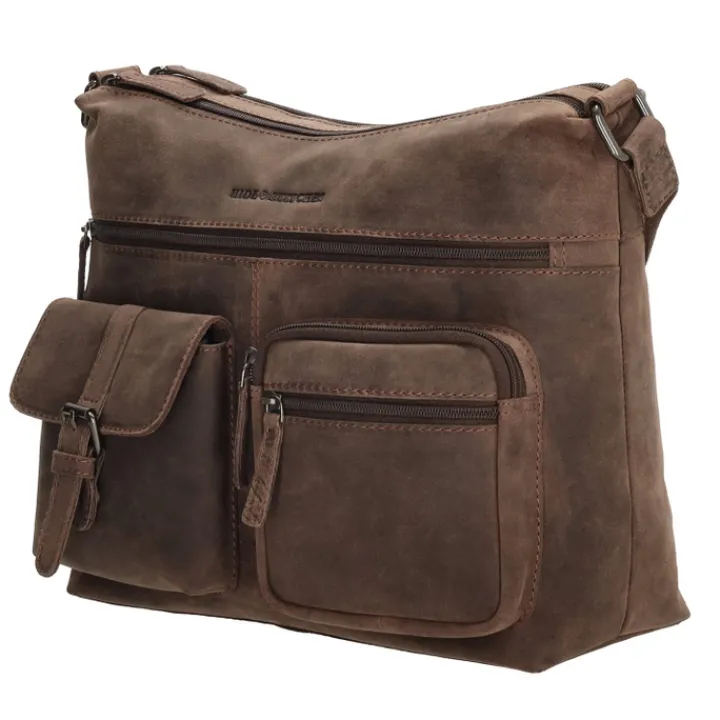 Schoudertassen|Crossbody>Hide & Stitches Idaho Shoulderbag darkbrown