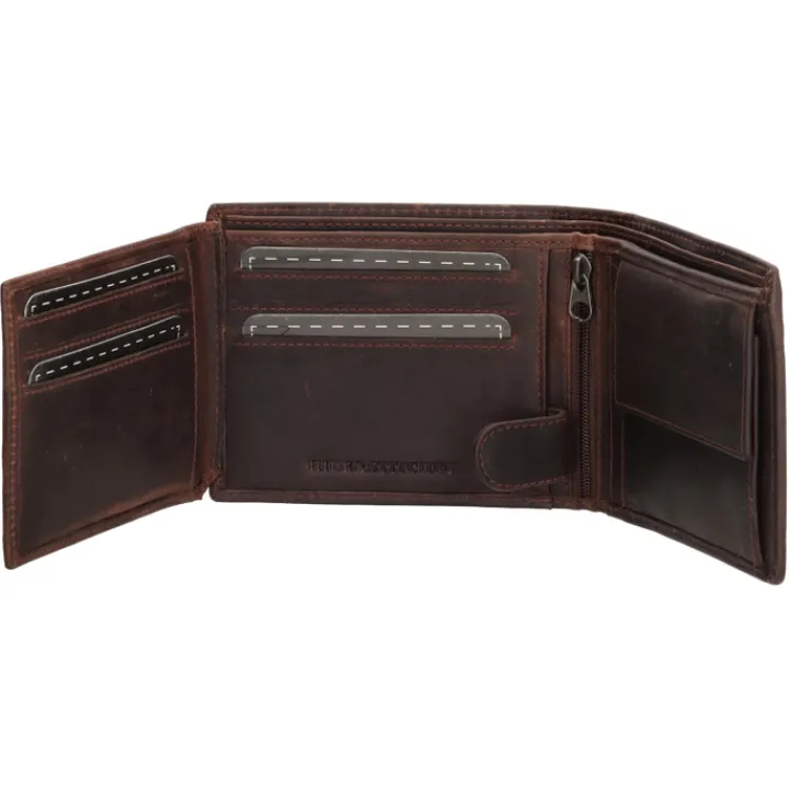 Rfid Portemonnees|Grote Portemonnees>Hide & Stitches Japura Wallet darkbrown